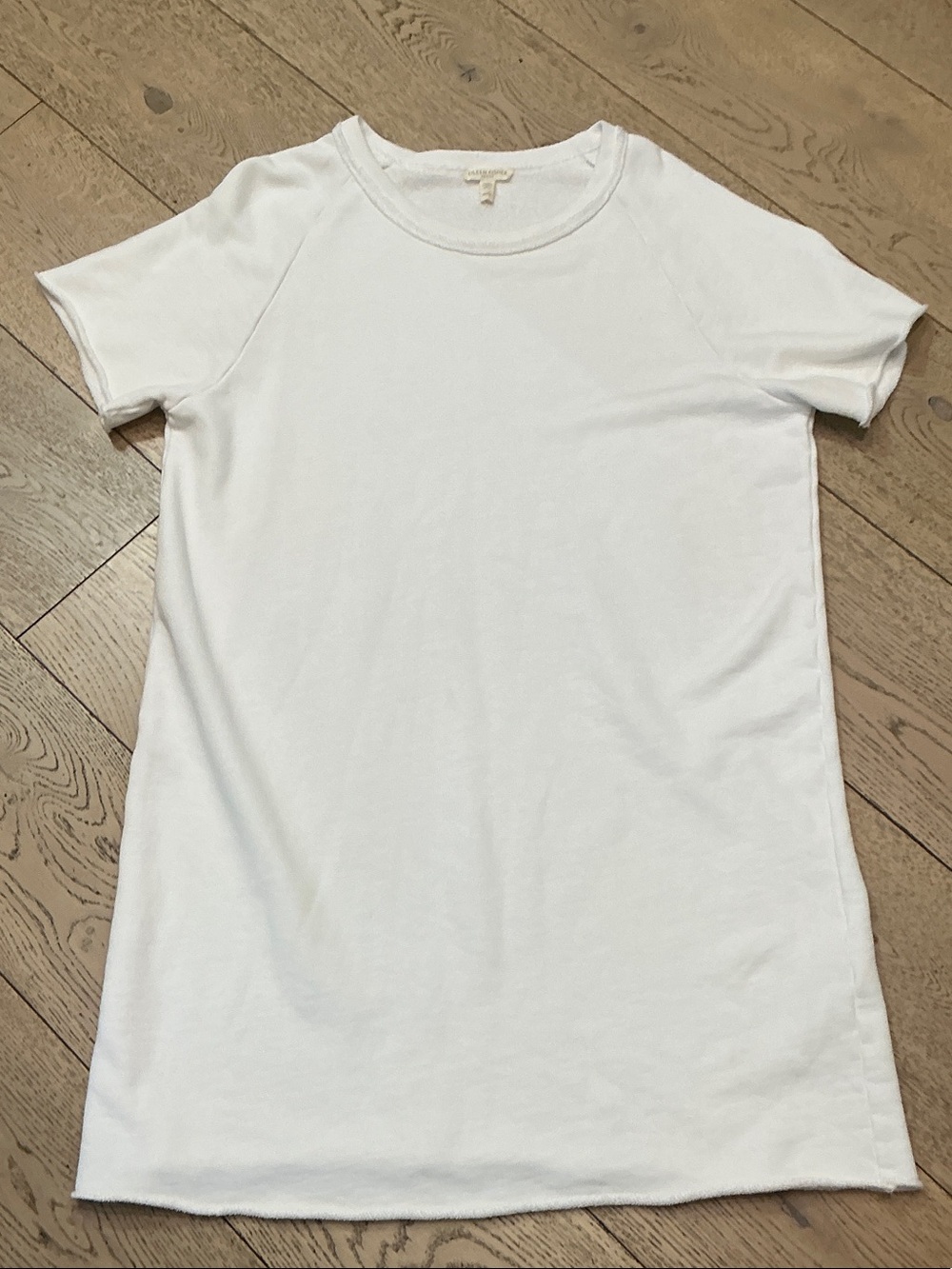 Woman’s Eileen Fisher white french terry tee dress. Petite Medium. Gently worn.